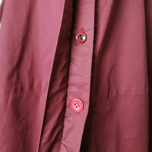 🌰 maroon small stand-up collar 7/10 length sleeves midi dress by MWQR - Picture 6 of 8